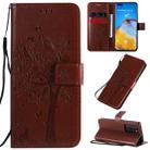 For Huawei P40 Pro Tree & Cat Pattern Pressed Printing Horizontal Flip PU Leather Case with Holder & Card Slots & Wallet & Lanyard(Brown) - 1