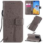 For Huawei P40 Pro Tree & Cat Pattern Pressed Printing Horizontal Flip PU Leather Case with Holder & Card Slots & Wallet & Lanyard(Grey) - 1