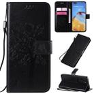 For Huawei P40 Pro Tree & Cat Pattern Pressed Printing Horizontal Flip PU Leather Case with Holder & Card Slots & Wallet & Lanyard(Black) - 1