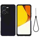 For vivo Y35 4G Solid Color Liquid Silicone Shockproof Full Coverage Phone Case(Black) - 1