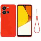 For vivo Y35 4G Solid Color Liquid Silicone Shockproof Full Coverage Phone Case(Red) - 1