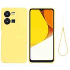 For vivo Y35 4G Solid Color Liquid Silicone Shockproof Full Coverage Phone Case(Yellow) - 1