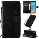 For Huawei Enjoy 10e Tree & Cat Pattern Pressed Printing Horizontal Flip PU Leather Case with Holder & Card Slots & Wallet & Lanyard(Black) - 1