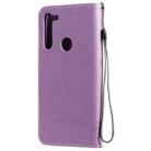 For Motorola Moto G8 Tree & Cat Pattern Pressed Printing Horizontal Flip PU Leather Case with Holder & Card Slots & Wallet & Lanyard(Light Purple) - 3