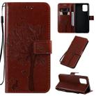 For Galaxy A91 / M80S Tree & Cat Pattern Pressed Printing Horizontal Flip PU Leather Case with Holder & Card Slots & Wallet & Lanyard(Brown) - 1