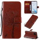 For Galaxy A81 / M60S Tree & Cat Pattern Pressed Printing Horizontal Flip PU Leather Case with Holder & Card Slots & Wallet & Lanyard(Brown) - 1
