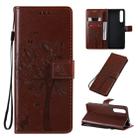 For Sony Xperia 1 II Tree & Cat Pattern Pressed Printing Horizontal Flip PU Leather Case with Holder & Card Slots & Wallet & Lanyard(Brown) - 1