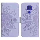 For Motorola Moto E7 Plus/G9/G9 Play Skin Feel Sun Flower Pattern Flip Leather Phone Case with Lanyard(Purple) - 2
