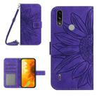 For Motorola Moto E7 Power/E7i Power Skin Feel Sun Flower Pattern Flip Leather Phone Case with Lanyard(Dark Purple) - 1