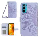 For Motorola Moto Edge 20 Skin Feel Sun Flower Pattern Flip Leather Phone Case with Lanyard(Purple) - 1