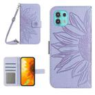 For Motorola Moto Edge 20 Lite Skin Feel Sun Flower Pattern Flip Leather Phone Case with Lanyard(Purple) - 1