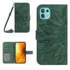 For Motorola Moto Edge 20 Lite Skin Feel Sun Flower Pattern Flip Leather Phone Case with Lanyard(Green) - 1