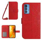 For Motorola Moto Edge 20 Pro Skin Feel Sun Flower Pattern Flip Leather Phone Case with Lanyard(Red) - 1