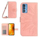 For Motorola Moto Edge 20 Pro Skin Feel Sun Flower Pattern Flip Leather Phone Case with Lanyard(Pink) - 1