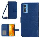 For Motorola Moto Edge 20 Pro Skin Feel Sun Flower Pattern Flip Leather Phone Case with Lanyard(Dark Blue) - 1