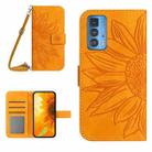 For Motorola Moto Edge 20 Pro Skin Feel Sun Flower Pattern Flip Leather Phone Case with Lanyard(Yellow) - 1