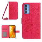 For Motorola Moto Edge 20 Pro Skin Feel Sun Flower Pattern Flip Leather Phone Case with Lanyard(Rose Red) - 1