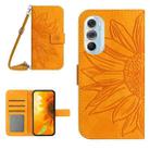 For Motorola Moto Edge 30 Pro Skin Feel Sun Flower Pattern Flip Leather Phone Case with Lanyard(Yellow) - 1