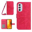 For Motorola Moto Edge 30 Pro Skin Feel Sun Flower Pattern Flip Leather Phone Case with Lanyard(Rose Red) - 1