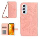 For Motorola Moto Edge 30 Ultra Skin Feel Sun Flower Pattern Flip Leather Phone Case with Lanyard(Pink) - 1