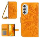 For Motorola Moto Edge 30 Ultra Skin Feel Sun Flower Pattern Flip Leather Phone Case with Lanyard(Yellow) - 1