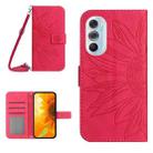 For Motorola Moto Edge 30 Ultra Skin Feel Sun Flower Pattern Flip Leather Phone Case with Lanyard(Rose Red) - 1