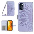 For Motorola Moto G 5G 2022 Skin Feel Sun Flower Pattern Flip Leather Phone Case with Lanyard(Purple) - 1