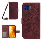 For Motorola Moto G 5G Plus Skin Feel Sun Flower Pattern Flip Leather Phone Case with Lanyard(Wine Red) - 1