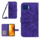 For Motorola Moto G 5G Plus Skin Feel Sun Flower Pattern Flip Leather Phone Case with Lanyard(Dark Purple) - 1