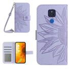 For Motorola Moto G Play 2021 Skin Feel Sun Flower Pattern Flip Leather Phone Case with Lanyard(Purple) - 1