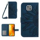 For Motorola Moto G Power 2021 Skin Feel Sun Flower Pattern Flip Leather Phone Case with Lanyard(Inky Blue) - 1