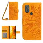 For Motorola Moto G Power 2022 Skin Feel Sun Flower Pattern Flip Leather Phone Case with Lanyard(Yellow) - 1