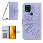 For Motorola Moto G Stylus 5G Skin Feel Sun Flower Pattern Flip Leather Phone Case with Lanyard(Purple) - 1