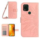 For Motorola Moto G Stylus 5G Skin Feel Sun Flower Pattern Flip Leather Phone Case with Lanyard(Pink) - 1