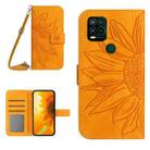 For Motorola Moto G Stylus 5G Skin Feel Sun Flower Pattern Flip Leather Phone Case with Lanyard(Yellow) - 1