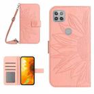 For Motorola Moto G9 Power Skin Feel Sun Flower Pattern Flip Leather Phone Case with Lanyard(Pink) - 1