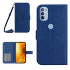 For Motorola Moto G31/G41 Skin Feel Sun Flower Pattern Flip Leather Phone Case with Lanyard(Dark Blue) - 1