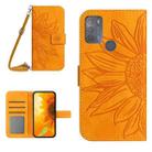 For Motorola Moto G50 Skin Feel Sun Flower Pattern Flip Leather Phone Case with Lanyard(Yellow) - 1