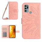 For Motorola Moto G60S Skin Feel Sun Flower Pattern Flip Leather Phone Case with Lanyard(Pink) - 1