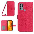 For Motorola Moto G60S Skin Feel Sun Flower Pattern Flip Leather Phone Case with Lanyard(Rose Red) - 1