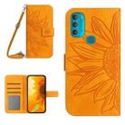 For Motorola Moto G71 5G Skin Feel Sun Flower Pattern Flip Leather Phone Case with Lanyard(Yellow) - 1