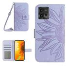 For Motorola Moto G72 5G Skin Feel Sun Flower Pattern Flip Leather Phone Case with Lanyard(Purple) - 1