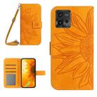 For Motorola Moto G72 5G Skin Feel Sun Flower Pattern Flip Leather Phone Case with Lanyard(Yellow) - 1