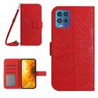 For Motorola Moto G100 Skin Feel Sun Flower Pattern Flip Leather Phone Case with Lanyard(Red) - 1