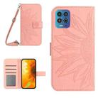 For Motorola Moto G100 Skin Feel Sun Flower Pattern Flip Leather Phone Case with Lanyard(Pink) - 1