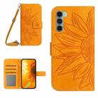 For Motorola Moto G200 5G Skin Feel Sun Flower Pattern Flip Leather Phone Case with Lanyard(Yellow) - 1