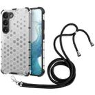 For Samsung Galaxy S23 5G Lanyard Honeycomb Phone Case(White) - 1