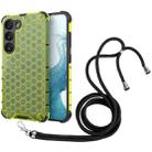 For Samsung Galaxy S23 5G Lanyard Honeycomb Phone Case(Green) - 1