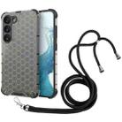 For Samsung Galaxy S23 5G Lanyard Honeycomb Phone Case(Black) - 1