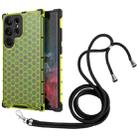 For Samsung Galaxy S23 Ultra 5G Lanyard Honeycomb Phone Case(Green) - 1